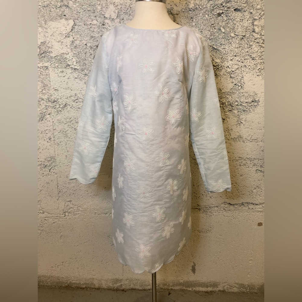Kids Vintage Floral Embroidered Long Sleeve Dress